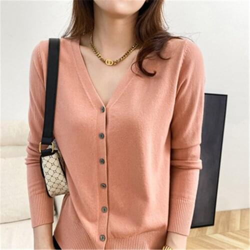 12 Colors Women Knitting Cardigan 2021 Spring Knit Jacket Solid Loose Elegant Office Lady Knitwear Casual Daily Outwear ZY5977