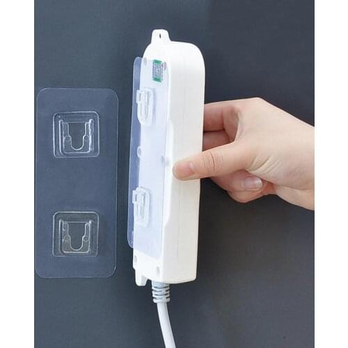 1pc Socket Holder Storage Hook Plug Fixing Device Punch Free Plug Fixing Cable Organize Bathroom Fixture Storage Rack