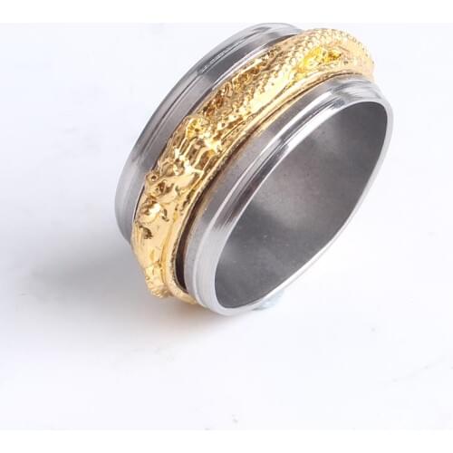 10mm gold color Dragon rotation 316L Stainless Steel finger rings for women men wholesale