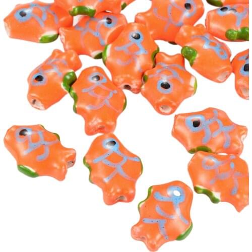 10pcs Handmade Porcelain Beads 15mm Famille Rose Style Fish Jewelry Making Beads for Bracelet Earrings Necklace Supplies