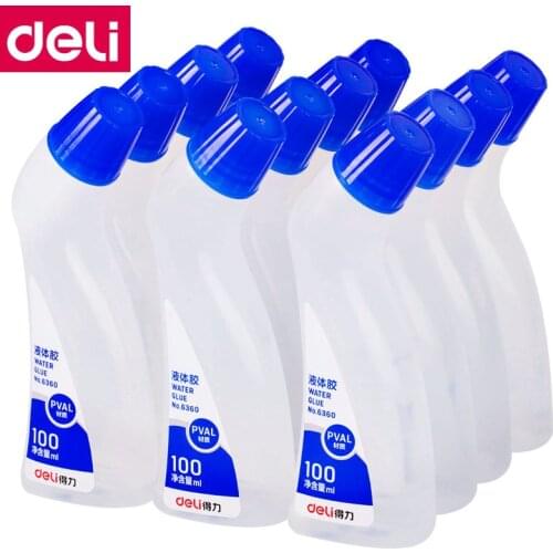 12PCS/BOX Wholesale Deli 6360 elbow water glue 100ml x12 liquid glue angle head office home school business water glue