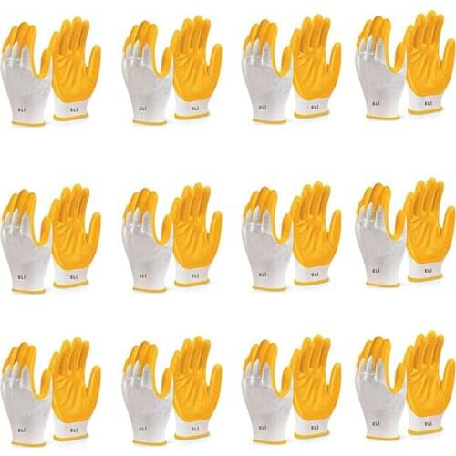 12 pieces of New Generation Protective Workers Gloves Inner Lining with 100% Cotton Fabric and Outer Lining with Rubber Latex
