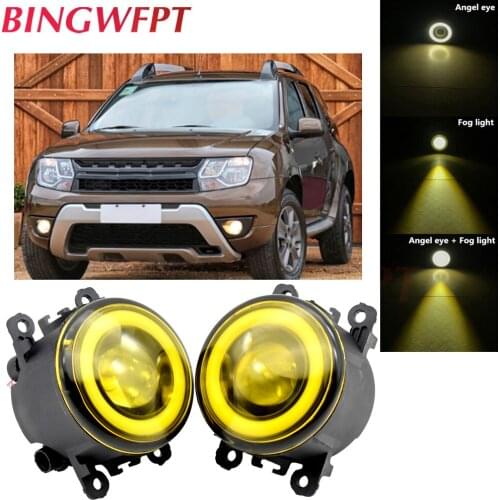 2 X Front Bumper LED Fog Light For Renault DUSTER LOGAN Saloon LS LM0 LM1 Master II LATITUDE With Angel Eye