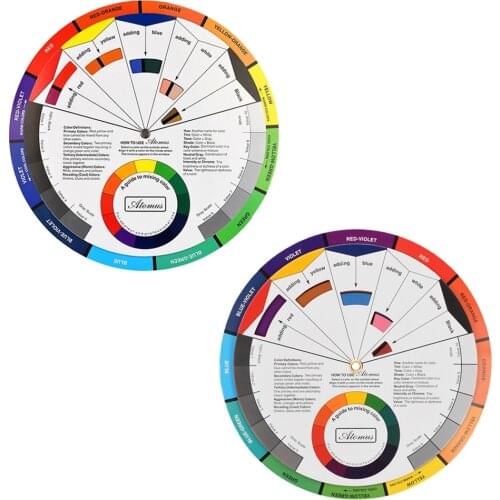 2pcs Color Wheel Colour Mix Guide - Tattoo Makeup Blending Board Chart