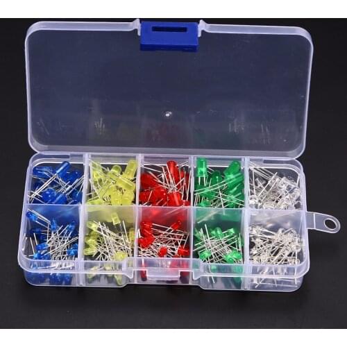 200Pcs LED Emitting Diodes Assortment Set 3mm/5mm White Yellow Red Blue Green LED Light Bead DIY LEDs Set Bulb Lamp