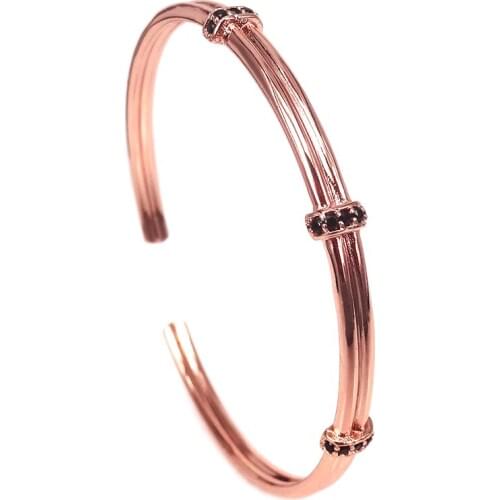 2017 Hot Classic Anil Arjandas Bangles Micro Pave Black Cz Open Bangles Christmas Gift Rose Gold Cuff Bangles for Men Women