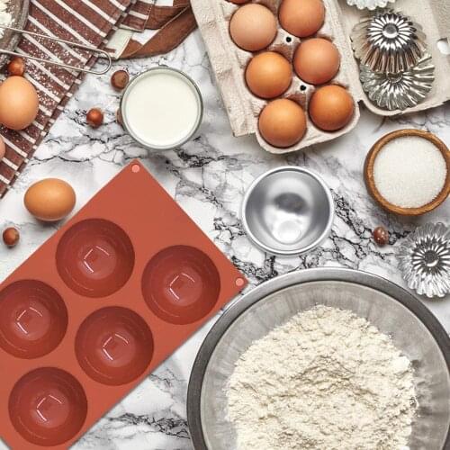 5 Cavity Semi Sphere Silicone Mold Making Chocolate Cake Jelly Dome Mousse Trays Non-Stick Fondant Moulds Bakeware Tools