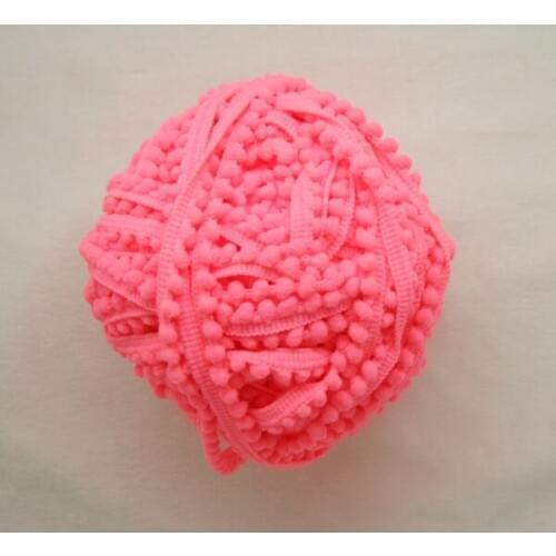 5 yards cute Neon Pink mini color polyester PomPom fringe trim draper ball Accessories sew 0.5" ball 0.8cm edge