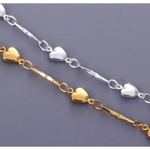 Silver Gold Plating Heart Stick Copper Chain Handmade Jewelry Making Findings Component DIY Accessories 10m/roll Wholesale