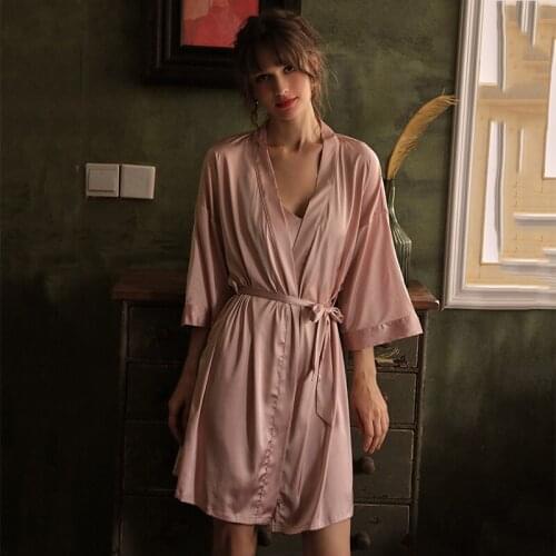 Satin Robe Sleepwear Solid Kimono Gown Sexy Women Bathrobe Bride Bridesmaid Wedding Robe Backless Nightdress Intimate Lingerie