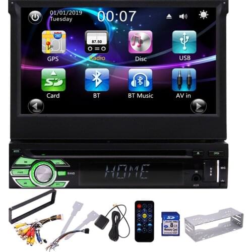 Single din Car stereo GPS Car Radio 1 Din Car DVD Player Bluetooth 7 inch Touch Screen Head Unit Support Mirror Link FM AM USB