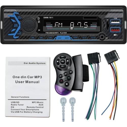 1Din Car Radio Stereo Player Bluetooth Multimedia MP3 Player 12V Auto Radio FM/AUX/USB/SWC/TF In-Dash Autoradio