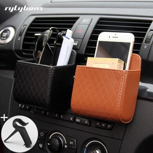 Car decoration storage box storage hanging bag in-car air conditioning air outlet hanging storage bag leather fashion car access