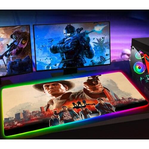 Rgb Large Alfombrilla Raton Mafia Definitive Edition Computer Gaming Accessiores Anime Mause Pad LED Backlit Mat Mausepad 35x60