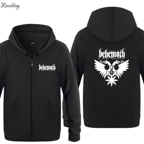 Death Metal Rock Behemoth Print Hoodies Men Hip Hop Fleece Long Sleeve Zipper Jacket Sweatshirt Coat Tracksuit Moleton Masculino