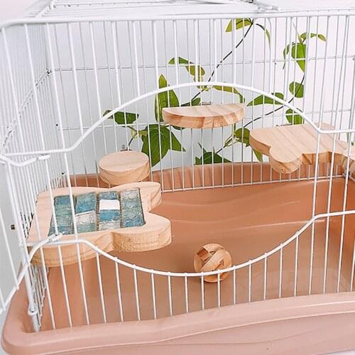 Double-Sided Wooden Pet Springboard Rabbit Small Pet With Cooling Mat Pad Cage Toys Rabbit Totoro Hamster Summer Toy