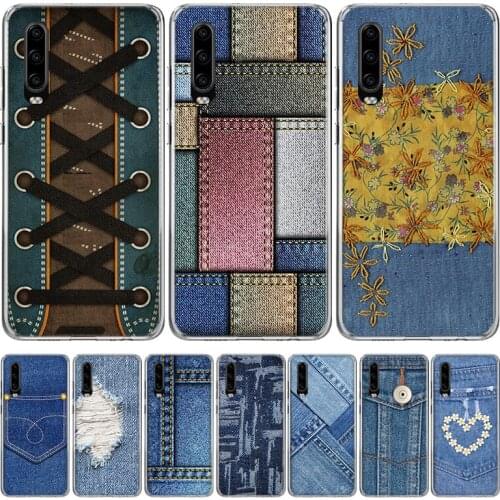 Jeans Cowboy Denim Printed Silicon Phone Case For Huawei P30 P20 P40 P10 Mate 30 20 10 Pro Lite P Smart Z Plus + Pattern Cover C