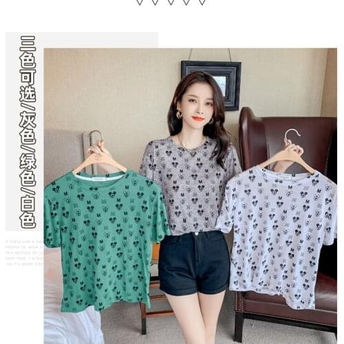 The new cartoon thin short sleeve T - shirt female fashion Korean version of Western-style creative loose T