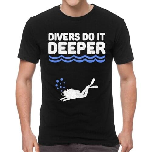 Scuba Diving Tshirts Men Casual Tees Top Cotton T Shirts Short Sleeve Divers Do It Deeper Underwater Adventure T-shirts Clothes