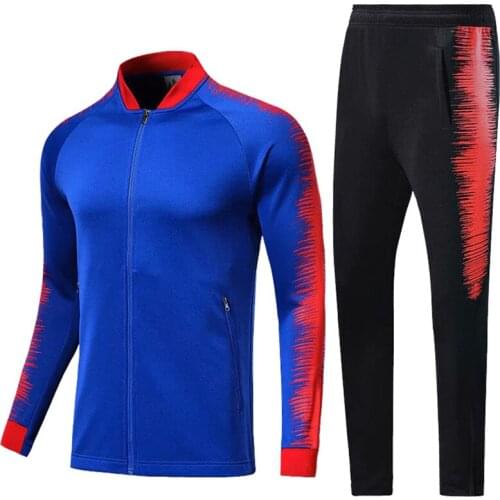 Football Tracksuits 2019 Men Long Sleeve Soccer Jerseys Customized Outdoor Running Training Suits Players Sportswear