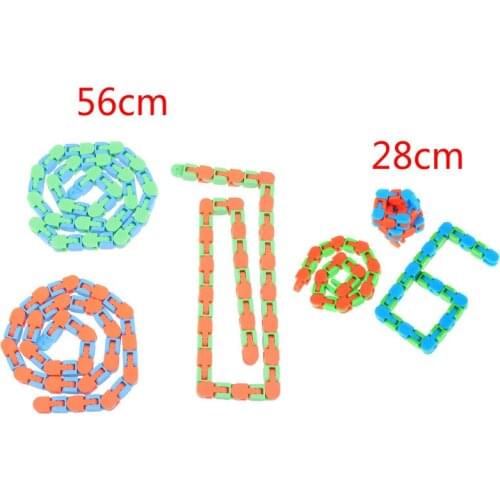 1pc 28cm/56cmWacky Tracks Snap And Click Fidget Toys Kids Autism Snake Puzzles Classic Sensory Toy