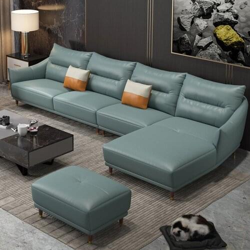 Imported nappa top leather Nordic leather sofa living room furniture modern simple self-contained small family sofa