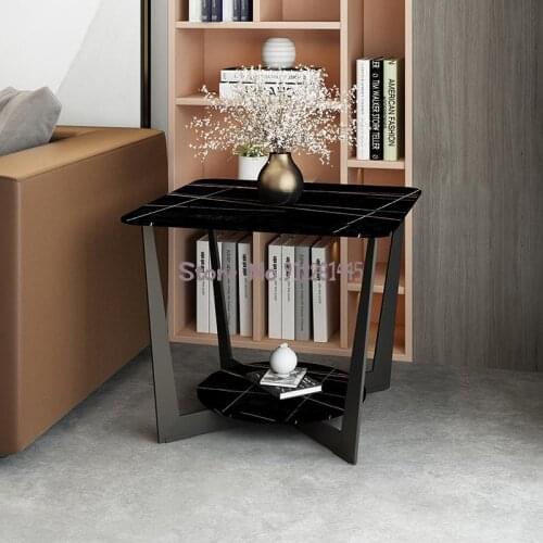 Italian coffee table Nordic light luxury small apartment living room marble rock slab side table simple square sofa corner table