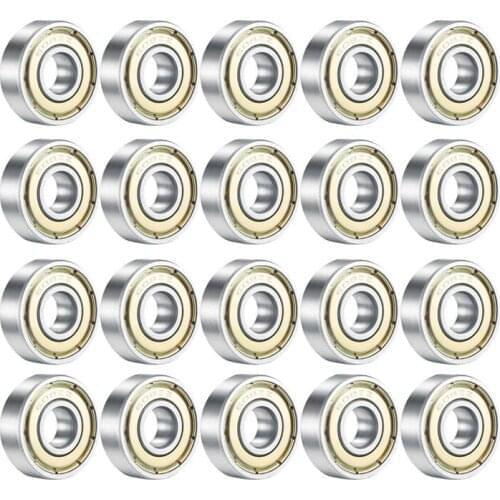 JFBL Hot 608ZZ Double Shielded Ball Bearing, Metal Deep Groove Ball Carbon Steel Miniature Roller Bearing, 20 Pieces