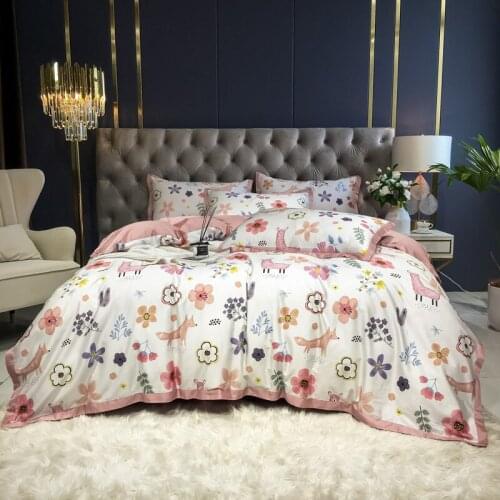 2021 Luxury 400TC Egypt Cotton Bedding Set Digital Printed Duvet Cover Flat Sheet Pillowcases Queen King Size 4Pcs