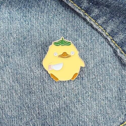 Creative Cartoon Cute Anime Little Yellow Duck Alloy Brooch Spirited Away Weibi Knife Duck Drip Paint Badge