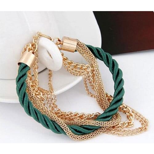 Fashion popular luxury hand-woven rope bracelet multilayer metal chain bracelet bracelet soft texture and comfortable