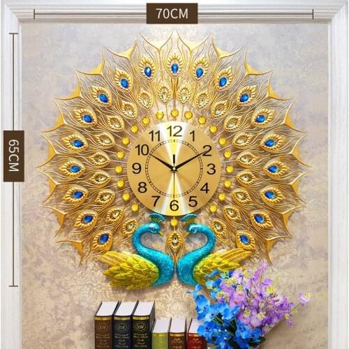 20 Inch Peacock Couple Wall Clock Wall 3d Wall Clock Home Decor Living Room Clock Ornament Modern Europe Wall Clock Led Clock