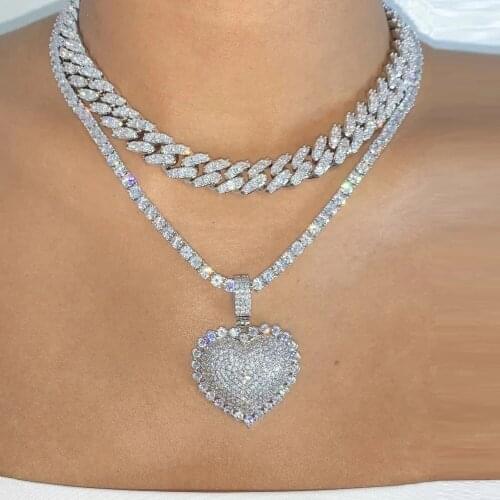 Wholesale 2021 Valentines Day Gift wedding Jewelry Micro Pave 5A CZ Passion Heart Pendant Lovely Women Girlfriend Necklace