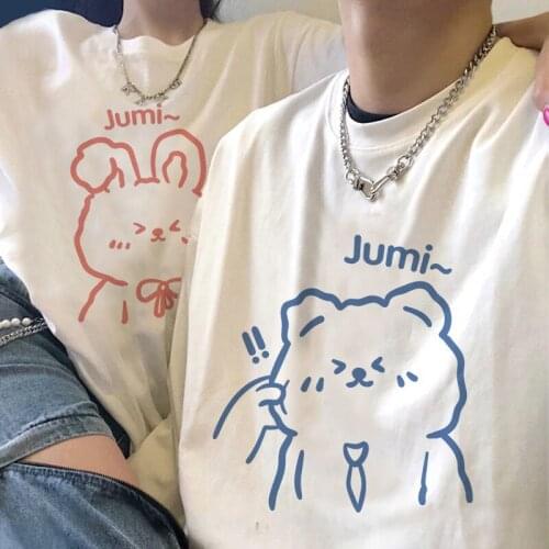 "two-piece" Couples Wear Short Sleeves 2021 New Cotton Summer One Man and One Woman R Korean T-shirt