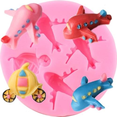3D Cartoon Airplane Silicone Mold Baby Birthday Fondant Cupcake Topper Cake Decorating Tools Chocolate Gumpaste Clay Candy Mould