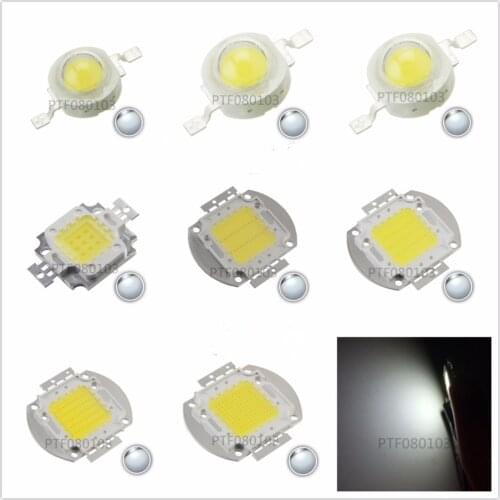 Free High Power white LED Chip High Power LED Chip SMD 6000-6500K 1W 3W 5W 10W 20W 30W 50W 100W Beads Diode led chip white