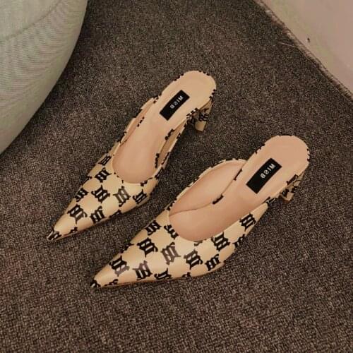 Shoes for women 2021 Pointed Toe Pumps Print Personalized Style Woman Shoes Spring Summer Casual Cozy Shoes mules shoes