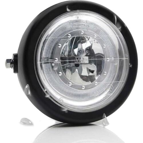 Universal 6.5" LED Motorcycle Headlight Hi / Lo Beam Angel Eye Headlamp Motorbike Fog Lamp