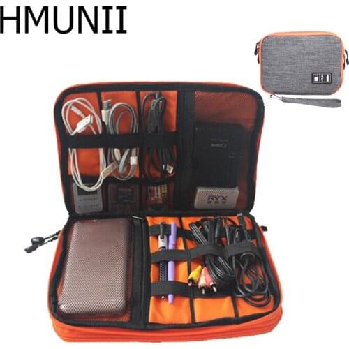 HMUNII Waterproof Double Layer Cable Bag Electronic SD card Organizer Travel Bag USB Earphone Case Digital Travel Accessories