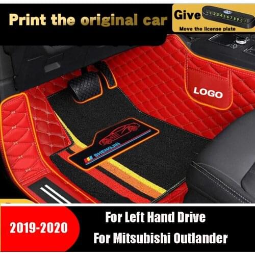High Quality Car Floor Mats For Mitsubishi Outlander 2020 2019 7 Seater Auto Interiors Accessories Styling Leather Front Rugs