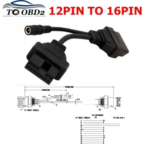 High quality OBD2 Car Cable For Mitsubishi 12Pin to 16Pin OBDII Female 12Pin Diagnostic Male For Mitsubishi 12 Pin