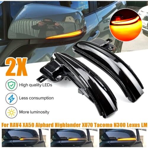 For Toyota Alphard Vellfire Lexus LM RAV4 Highlander Tacoma 2016 - 2020 Rear View Mirror LED Dynamic Turn Signal Light Indicator