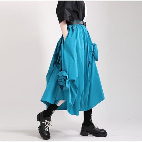 2021 Chic Mall Goth High Waist Black Double Layers Irregular Stitch Temperament Half-body Skirt Women Fashion New Spring Autumn