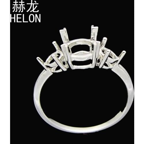 The stone style exquisite Jewelry 925 Sterling Silver 6mm & 4mm Round Cut Prong Setting Semi Mount Wedding Ring Jewelry Women