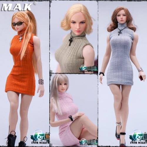 1/6 Scale Female Slim Wrap Hip Dress Model FASToys FA-19CL01 Sexy Fashion Sleeveless Sweater Suit For 12" Figure Body