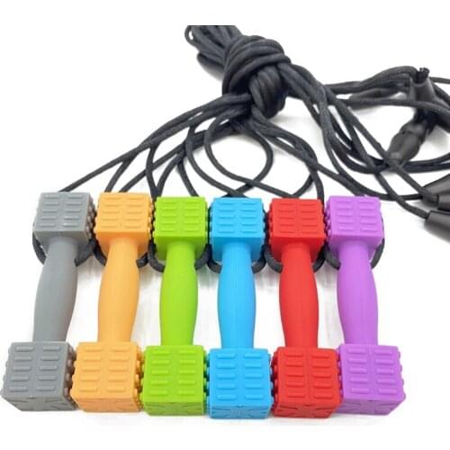 Sensory Chew Necklace, 6 Pack Silicone Chew Pendant Training and Development Toy Chewing Necklace for Teething Babies, Autism
