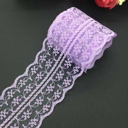 10yards/lot 45mm Wide Purple Bilateral Handicrafts Embroidered Net Lace Trim Ribbon Wedding/Birthday/Christmas Decorations