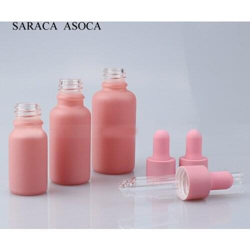 20 Pcs/lot New 10ml Pink Frosted Glass Bottle Essential Oil Sub-bottling Cosmetic Bottle Dropper Bottle Portable Bottling