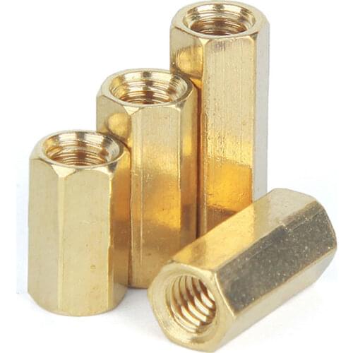 50-100Pcs/lot long nuts M4*L Hexagonal brass column monitoring security camera stud internal thread copper nut long nut