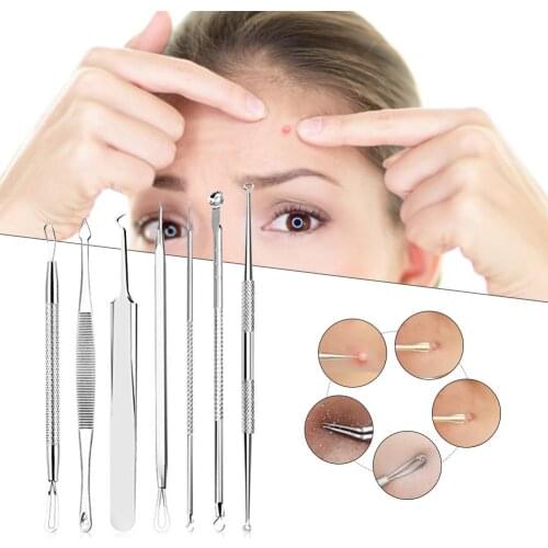 7PCS Blackhead Remover Kit Acne Blemish Remover Blackhead Extractor Black Dots Cleaner Needle Set Black Spots Pore Cleanser Tool